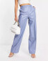 Фото #1 товара NA-KD x Angelica Blick faux leather high waisted trousers in blue