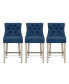 Фото #1 товара 24" Linen Tufted Buttons Upholstered Wingback Counter Stool (Set of 3)