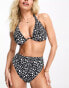 Фото #6 товара ASOS DESIGN Fuller Bust mix and match halter monowire bikini top in mono spot print