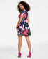 Women's Printed Cap-Sleeve Fit & Flare Dress