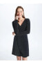 Фото #1 товара LCWAIKIKI Classic Kruvaze Yaka Parlak Görünümlü Uzun Kollu Kadın Elbise