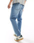 Фото #2 товара Bershka straight vintage jeans in mid blue