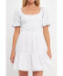 Фото #2 товара Women's Mixed Media Puff Sleeve Back Bow Dress