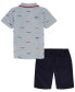 ფოტო #2 პროდუქტის Toddler Boys Printed Pique Polo Shirt and Twill Shorts Set