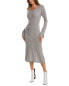 Qi Cashmere Boat Neck Cashmere Midi Dress Women's Grey Xl