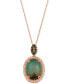 ფოტო #1 პროდუქტის Peacock Aquaprase (7-3/4 ct. t.w.) & Diamond (3/8 ct. t.w.) Halo Adjustable 20" Pendant Necklace in 14k Strawberry Gold