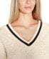 ფოტო #2 პროდუქტის Black Label Women's Embellished Cabled V-Neck Sweater