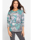 ფოტო #1 პროდუქტის Cotton Blend Long Sleeve Allover Abstract Print T-Shirt