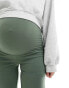 Mamalicious Maternity over the bump straight leg trousers in khaki green