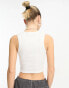 Фото #4 товара Weekday Pure ribbed crop tank top in white