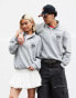 ASOS DESIGN Disney unisex oversized half zip sweatshirt with Mickey Mouse prints in grey marl