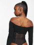 Фото #2 товара ASOS DESIGN off shoulder corset mesh detail bodysuit in black