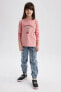 Kız Çocuk Ayıcık Baskılı Uzun Kollu Pamuklu Tişört