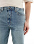 ASOS DESIGN straight leg jeans with stretch in mid wash blue Голубой, W30 L32 - фото #12