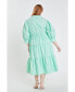 Фото #3 товара Платье женское размер плюс с V-образным вырезом и объемными рукавами English Factory - средней длины
