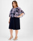 Фото #3 товара Plus Size Floral-Chiffon Cape Sheath Dress