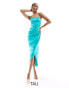 Фото #1 товара Jaded Rose Tall – Satin-Midaxikleid in Aqua-Grün mit Wasserfallausschnitt