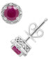 ფოტო #3 პროდუქტის Ruby (1-1/5 ct. t.w.) & Diamond Accent Stud Earrings in Sterling Silver