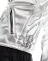 Bershka metallic biker jacket in silver