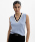 ფოტო #1 პროდუქტის Women's Contrast V-Neck Vest