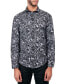 Men's Regular Fit Non-Iron Perfromance Stretch Flocked Paisley Button-Down Shirt