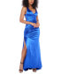 Фото #8 товара Juniors' Strappy-Back Satin Gown, Created for Macy's