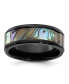 Фото #1 товара Titanium Black IP-plated Mother of Pearl Inlay Band Ring