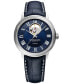 ფოტო #1 პროდუქტის Men's Swiss Automatic Maestro Blue Leather Strap Watch 39.5mm