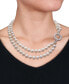 ფოტო #2 პროდუქტის Cultured Freshwater Pearl (7 - 8mm) & Cubic Zirconia Double Strand 17" Collar Necklace