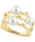 ფოტო #1 პროდუქტის EFFY® Freshwater Pearl (5-6mm) & Diamond (1/10 ct. t.w.) Multirow Statement Ring