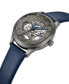 ფოტო #2 პროდუქტის Men's Automatic Blue Genuine Leather Strap Watch 42mm