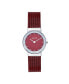 Women's Crystal Red Stainless Steel Mesh Bracelet Watch 26mm