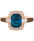 Фото #2 товара Кольцо Le Vian Chocolatier Deep Sea Blue Topaz & Diamond Halo Rose Gold.