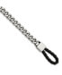 ფოტო #1 პროდუქტის Stainless Steel Curb Chain with Black Leather Hook Bracelet