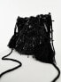 Фото #5 товара True Decadence crossbody sequin pouch bag in black