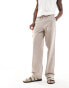 Фото #1 товара ASOS DESIGN relaxed broderie trouser in brown with elasticated waist