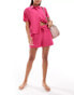 Фото #2 товара ASOS DESIGN linen look co-ord boxy beach shirt in pink