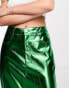 Фото #2 товара Amy Lynn Lupe midi skirt in metallic scarab green