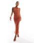 Фото #1 товара ASOS DESIGN textured maxi dress with quartz neck trim detail in rust