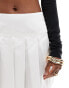 Фото #8 товара ASOS DESIGN satin pleated mini skirt in white - WHITE