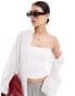 ASOS DESIGN seamless sculpting 90s long line bandeau top in white Белый, XS - EU 32-34 - фото #1