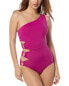 Фото #1 товара Carmen Marc Valvo One-Shoulder One-Piece Women's Pink 6