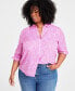 ფოტო #1 პროდუქტის Trendy Plus Size Floral Button-Up Shirt, Created for Macy's