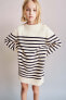 Striped knit dress with buttons