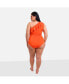 Фото #4 товара Plus Size Catalina Ruffle One Shoulder Swimsuit - Persimmon