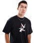 HUGO Red x Les Benjamins oversized t-shirt in black with swan logo print Черный, M - W32-35 - фото #3