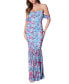 Фото #1 товара Women's Floral-Print Ruched Off-The-Shoulder Gown