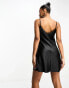 Фото #4 товара Miss Selfridge satin slip mini dress in black