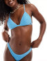 Free Society crinkle triangle bikini top in sky blue