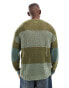 Фото #2 товара ASOS DESIGN relaxed open knit jumper in khaki stripe